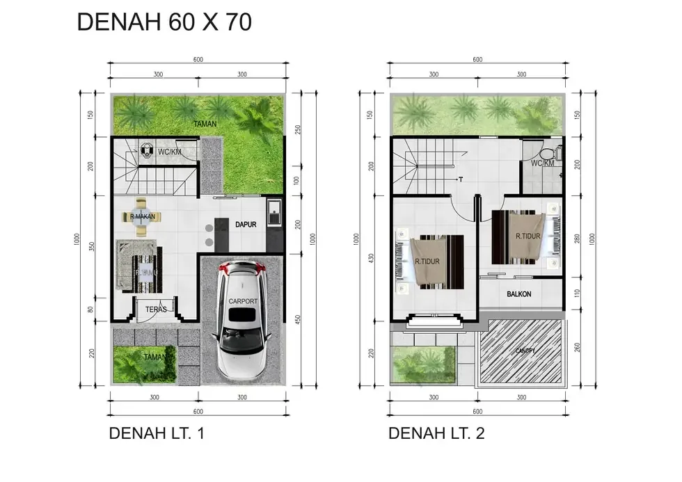 Denah Tipe 70 Wangsa Pilar Beta Garden