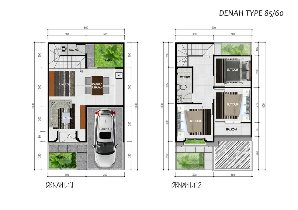 Denah Tipe 85 Wangsa Pilar Beta Garden